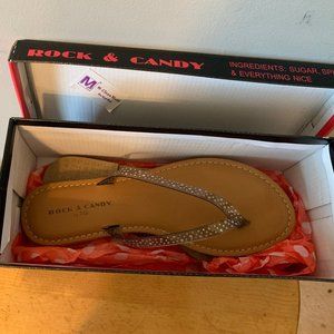 Rock & Candy Embellished Clear Strap Flip Flop Sandal